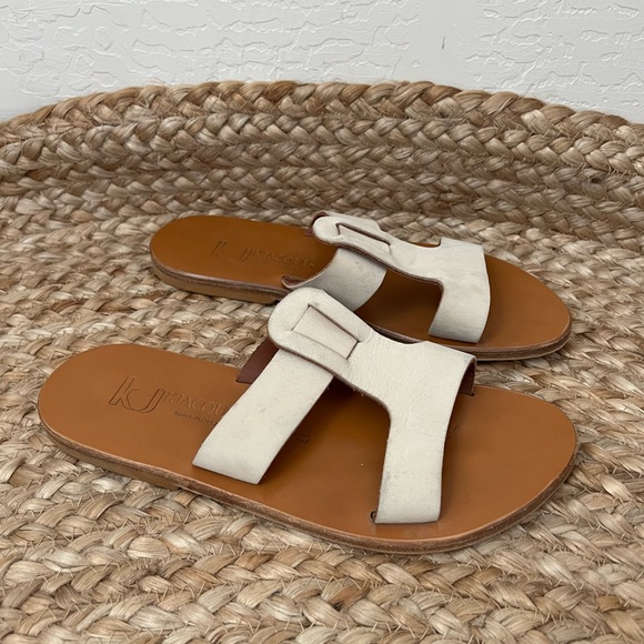 K. Jacques St. Tropez Slide Sandal In Nubuck Linen - Picture 2 of 8